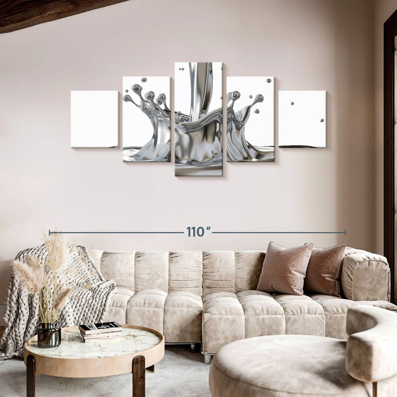 Avery Liquid Silver Splash, 42" H x 92" W