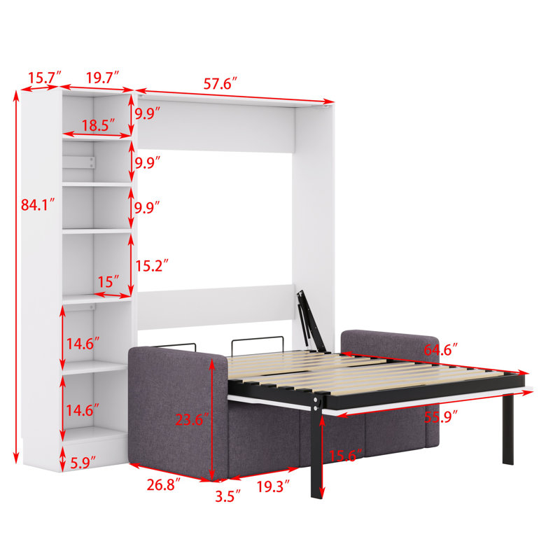 Lit escamotable avec canapé et tablettes Murphy