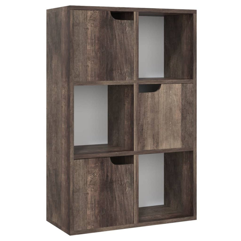 Blondun 88cm H x 27.5cm W Cube Bookcase, Smoked Oak