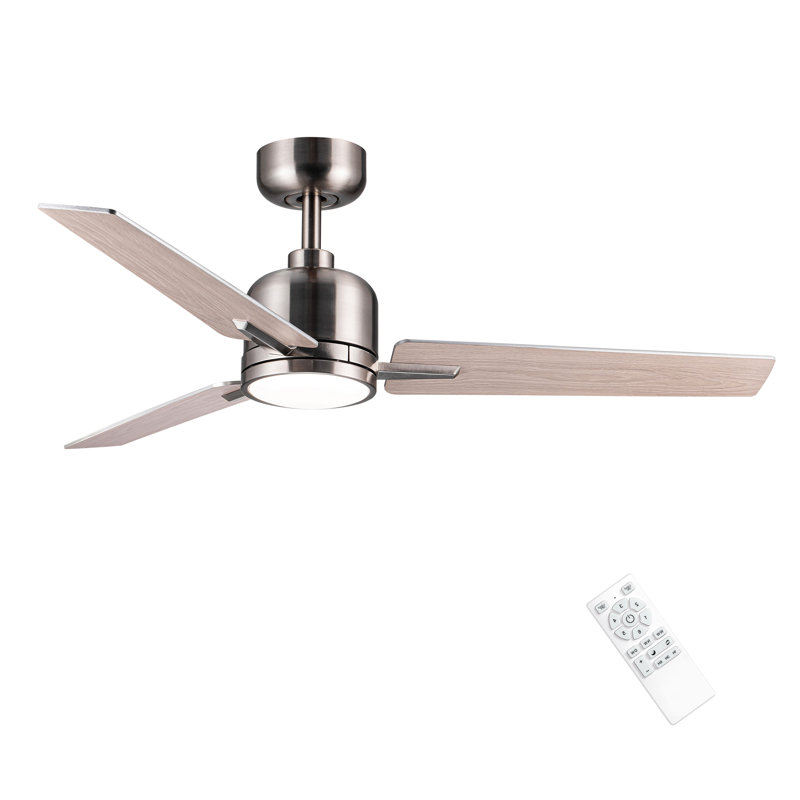 48" Lowe Profile Ceiling Fan With Light, Brushed Nickel, Brushed Nickel