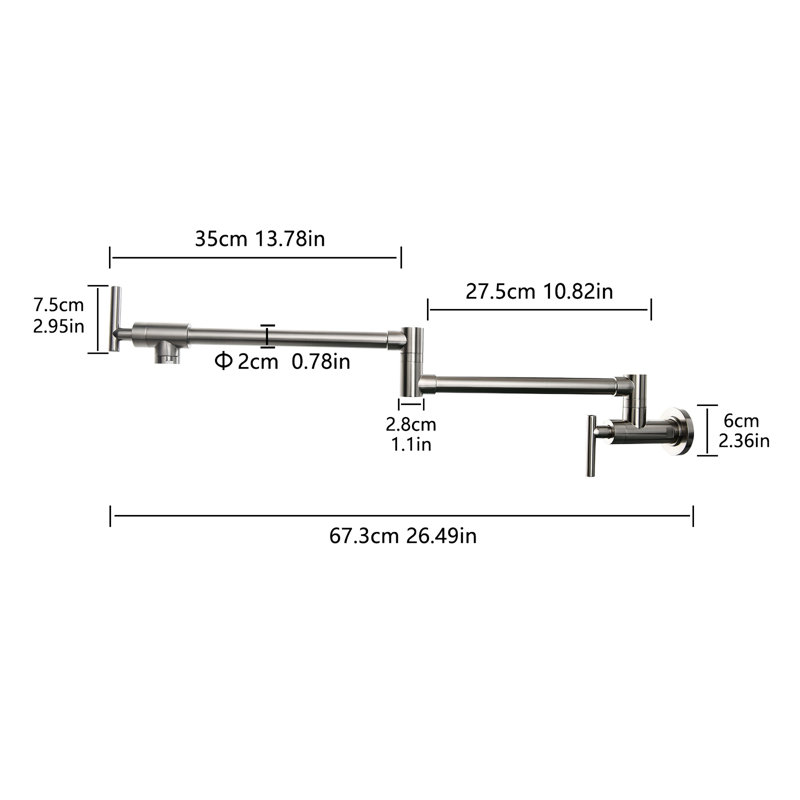 Robinet de cuisine pliant pour robinet de cuisine, fixation murale en acier inoxydable 304, nickel brossé, utilisation, balançoire à double joint