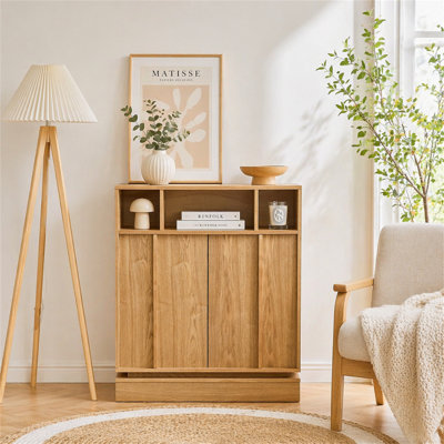 Buffet avec rangement, buffet cannelé de ferme avec 2 portes et tablettes réglables, meuble télé, armoire de rangement pour le vestibule, le vestibule, la cuisine, le salon et la salle à manger