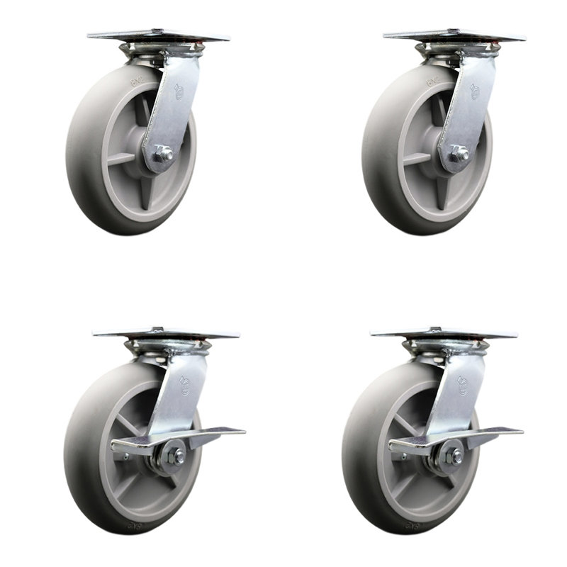 4-Piece Thermoplastic Rubber Caster Set