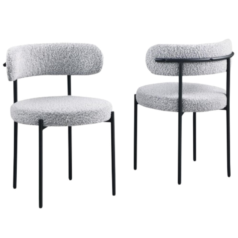 Azianna 18'' H Cotton Upholstered Metal Side Chair, Gray, Black