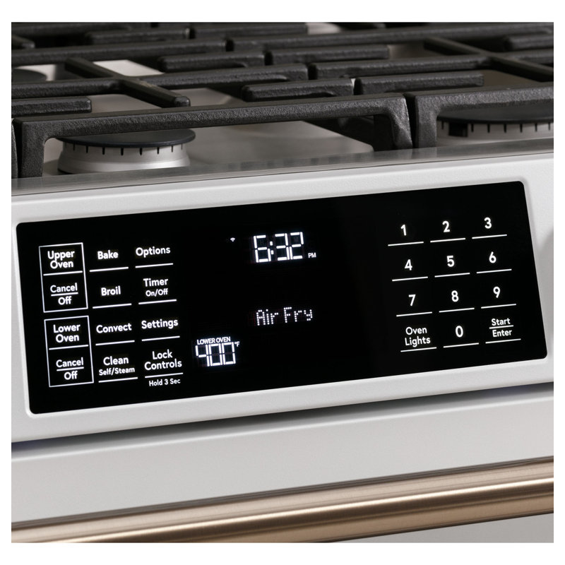 Café 30" 7 cu. ft. Smart Slide-in Dual Fuel Range with Griddle, Matte White