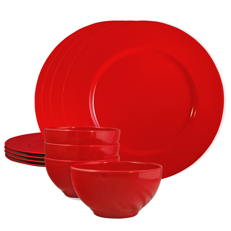 Melamine Dinnerware Set, Red