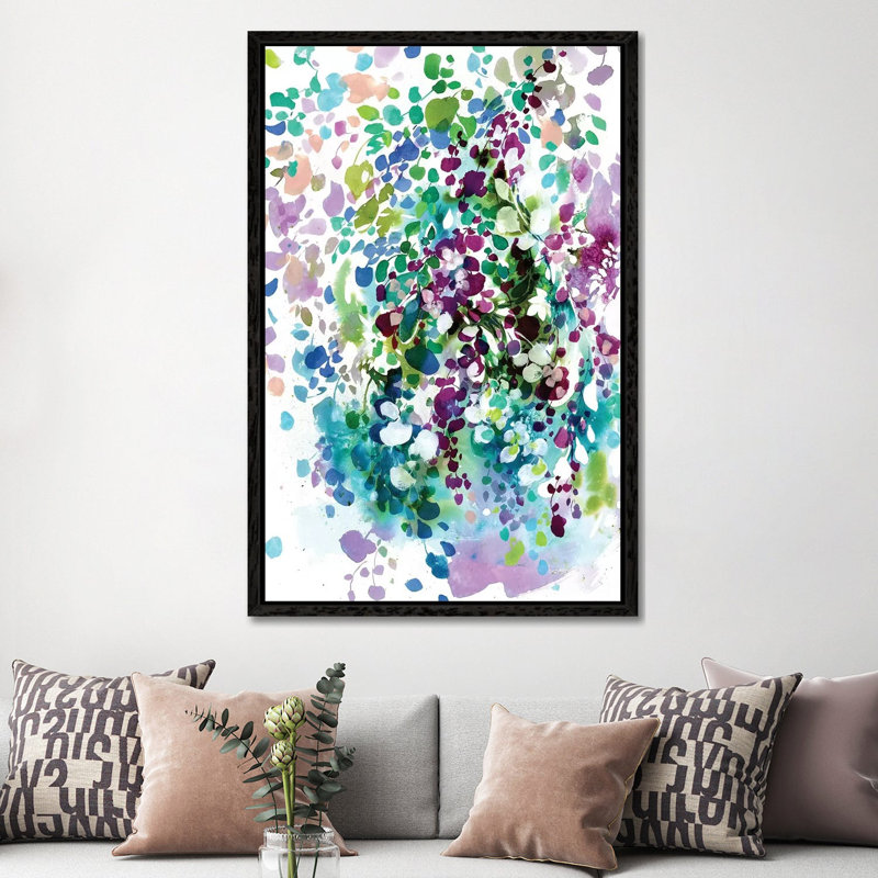 Petals And Leaves by CreativeIngrid - Painting on Canvas, 152.5 cm H x 101.5 cm W, Black Framed