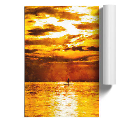 Paddleboarding at Sunset Painting - Frameless Print