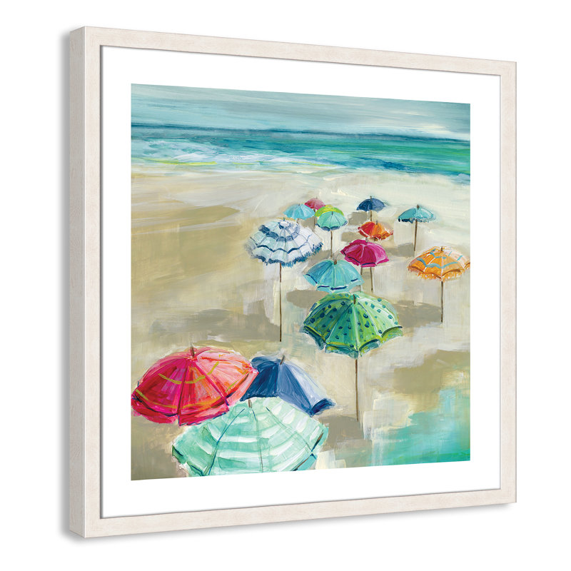 «Umbrella Beach I», reproduction encadrée, H 28 po x l 28 po x P 1,13 po