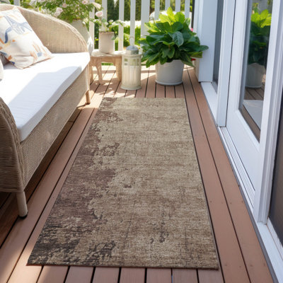 Machine Washable Indoor/Outdoor Xhevrie Chocolate Rug
