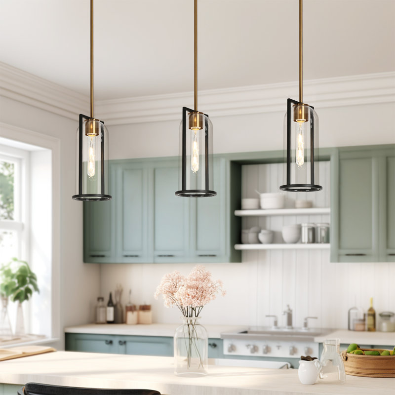 Sandrell 1-Light 12" H Gold/Black Pendant