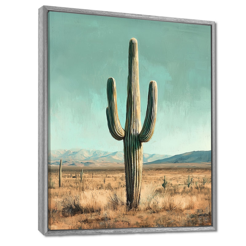 Markai Saguaro, Cactus et le ciel du désert III - Cactus, art mural, H 44 po x l 34 po, Reproduction avec cadre flottant