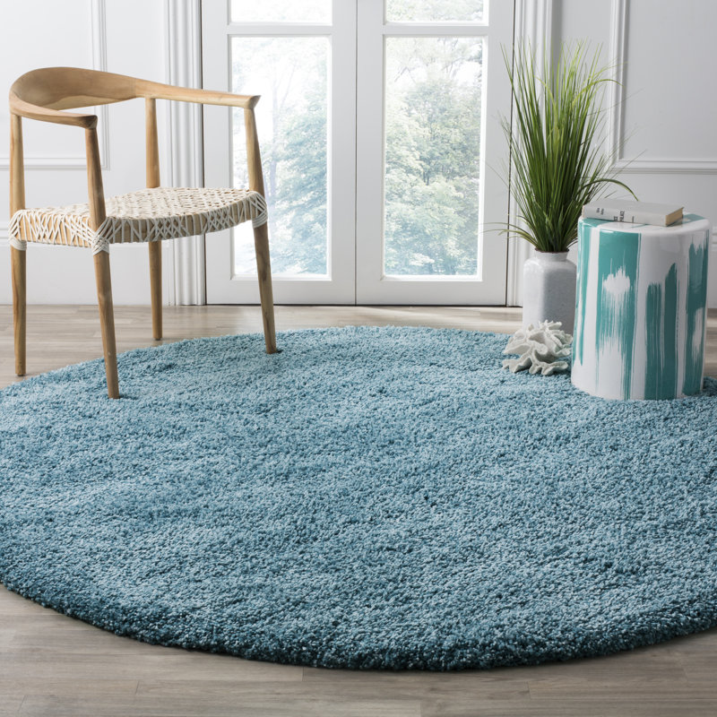 Tapis turquoise Demonte, Rond 6 pi 7 po
