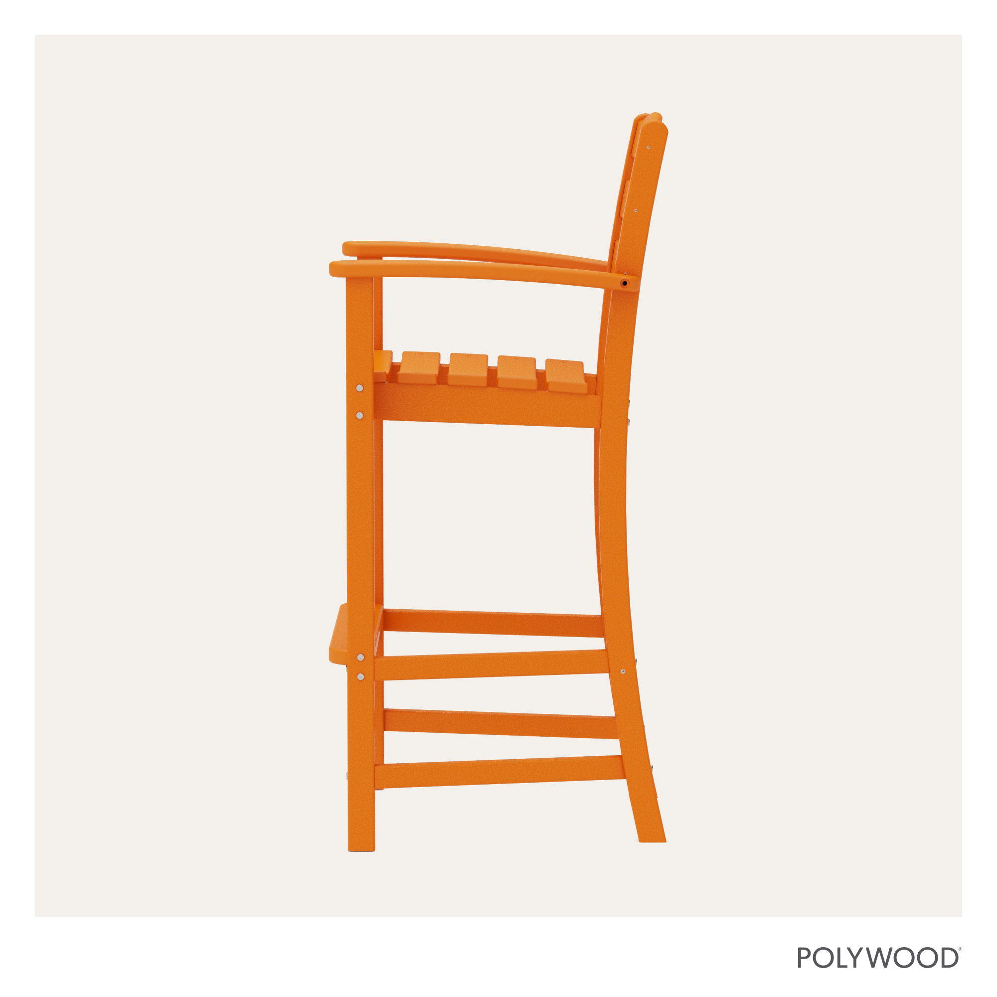 POLYWOOD La Casa Café Bar Arm Chair, Orange, Bar Stool (30.13" Seat Height)