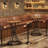 37.4" High Bar Table, Round Pub Table with Curved Metal Base (Brown & Black)-1606173123-1596944806