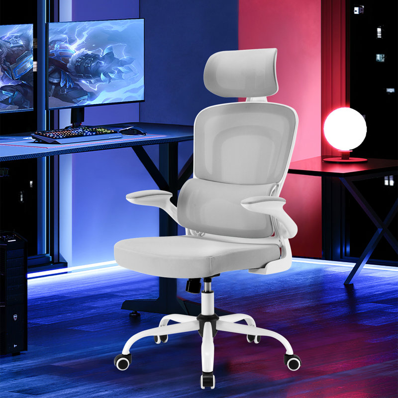 High Back Ergonomic Mesh Office Chair, White/Gray