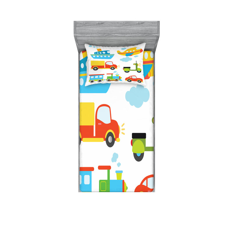 Multicolore drap-housse et coussin décoratif Ambesonne, Ensemble de draps-housses pour lit simple + 2 taie