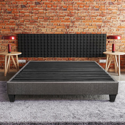 Modern Bedroom Twin Xl Platform: 14 In. With Dark Gray Upholstered Bed Base Platform For Xl: Design