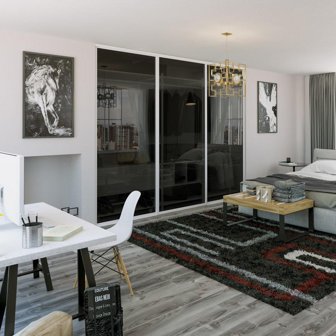 3 Panel Smoked Glass Sliding Closet Doors22 