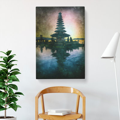 Temple In Bali Indonesia At Sunset - Wrapped Canvas