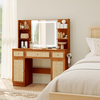 Meuble-lavabo en rotin naturel 43,3 po Boho