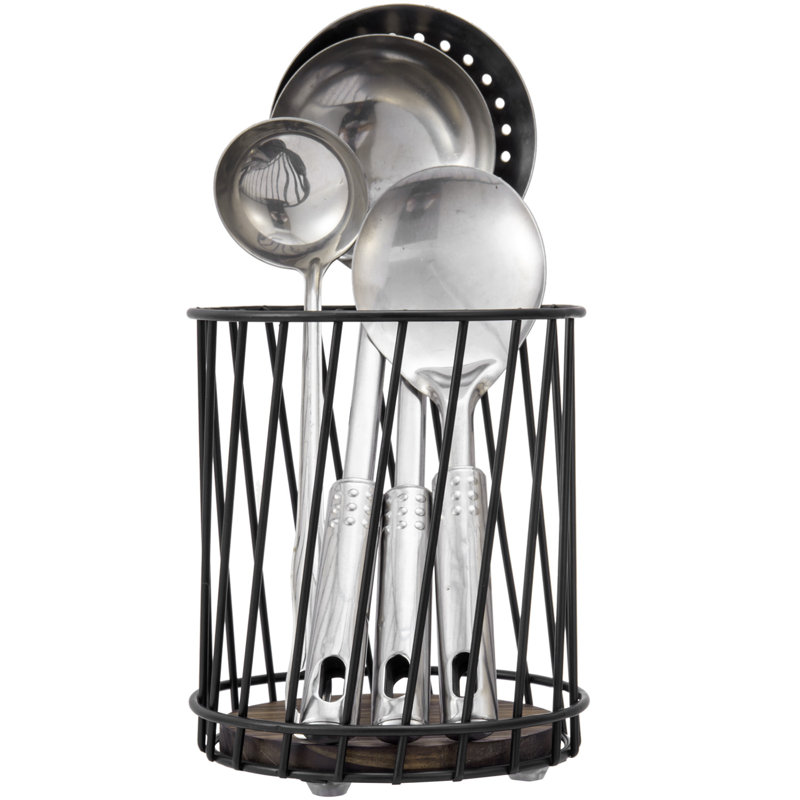 Metal Round Utensil Crock