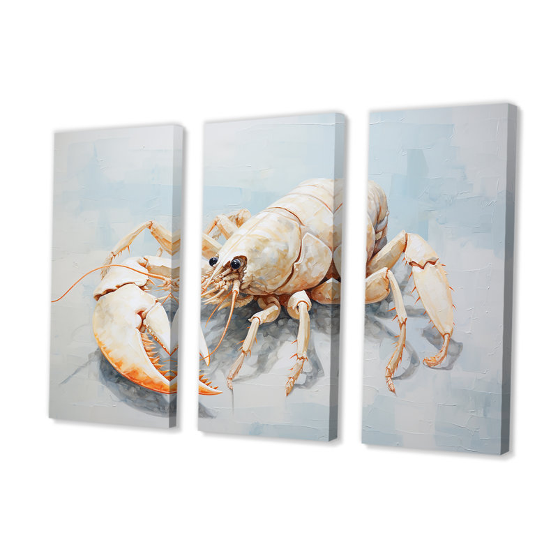 Minimalisme «Crayfish Impression I» - ensemble de salon art mural écrevisse, H 32 po x l 48 po