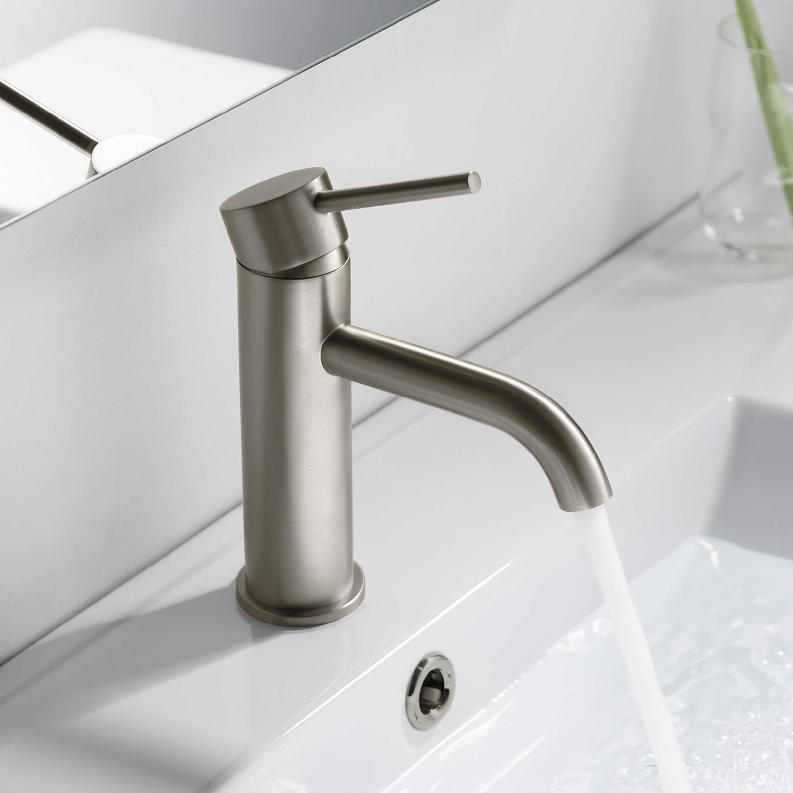 Single-Handle Bathroom Faucet with Pop-Up Drain, Brushed Nickel