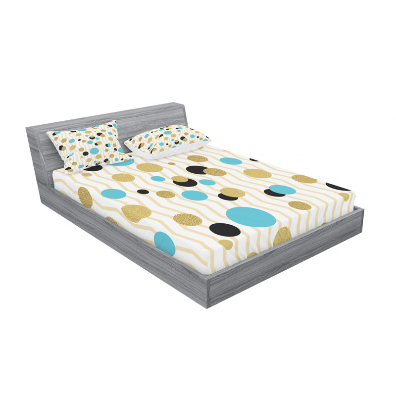 Microfiber Polka Dots Sheet Set, Full/Double Sheet Set +Fitted Sheet +2 Pillowcases