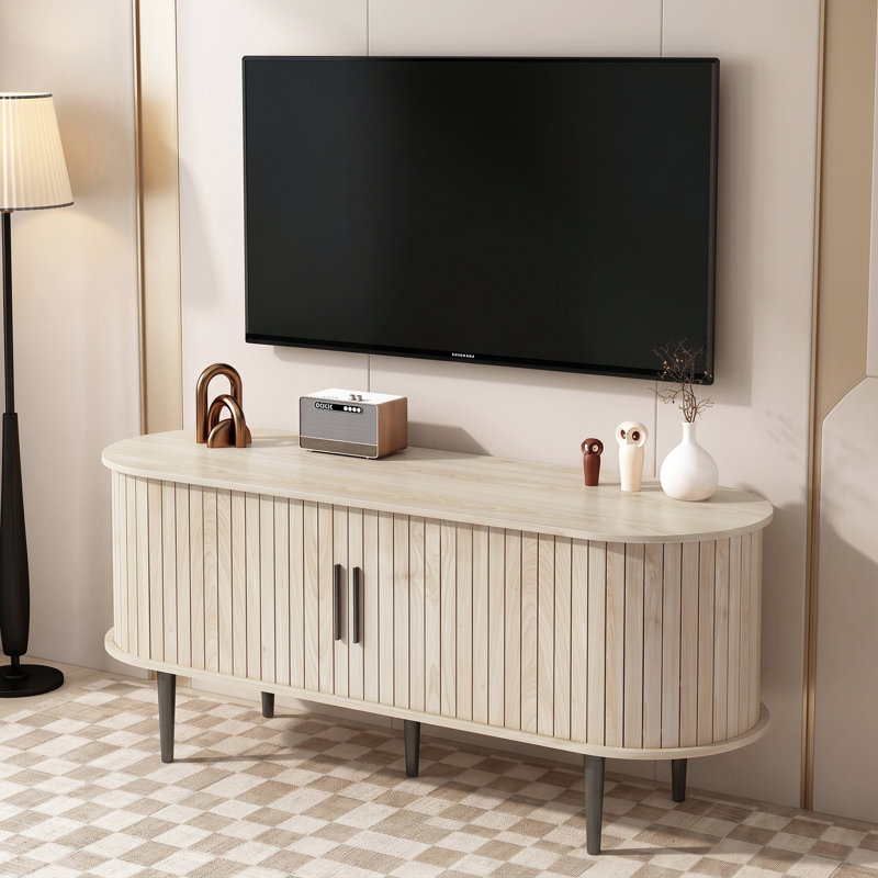 Meuble télé avec porte coulissante Natural, Naturel