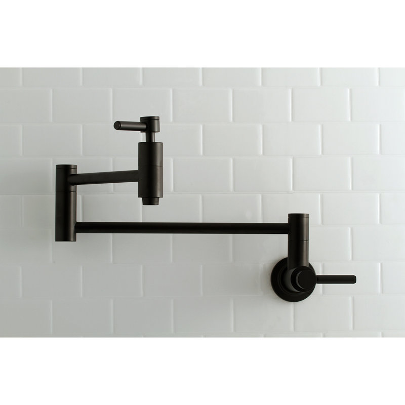 Kingston Brass Concord Two-Handle 1-Hole Wall Mount Pot Filler Faucet, Matte Black