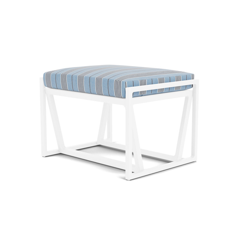 Summit Outdoor Ottoman, White, Hansen Sky