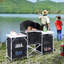 Bureau de cuisine de camping: aluminium avec pare-brise et 3 armoires. Pour barbecue, pique-nique, fêtes, arrière-cours. Table de cuisine robuste, spacieuse et légère à transporter - Armoires pliantes et vent