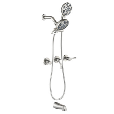 Ensemble de robinet de douche à 3 poignées avec bec de baignoire Ensemble de robinet de douche Ensemble complet de garniture de baignoire et de douche Fixations murales