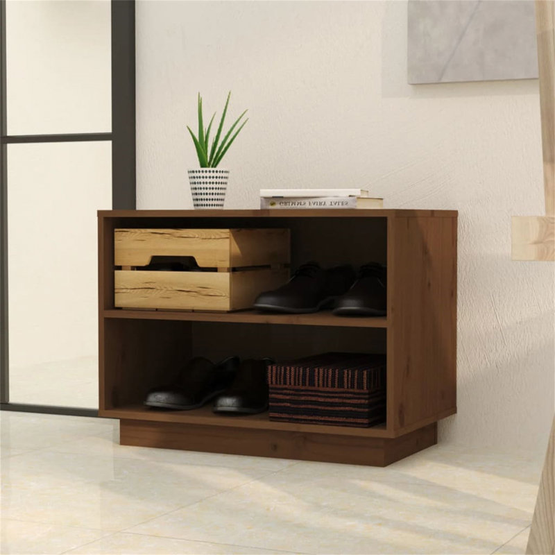 Offerle Faux Leather Upholstered Storage Bench, Honey Brown