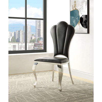 Chaise d'appoint noire avec dossier capitonné (ensemble de 2)