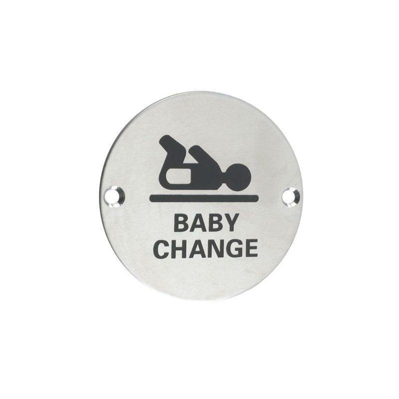Baby Change Sign, Satin Stainless