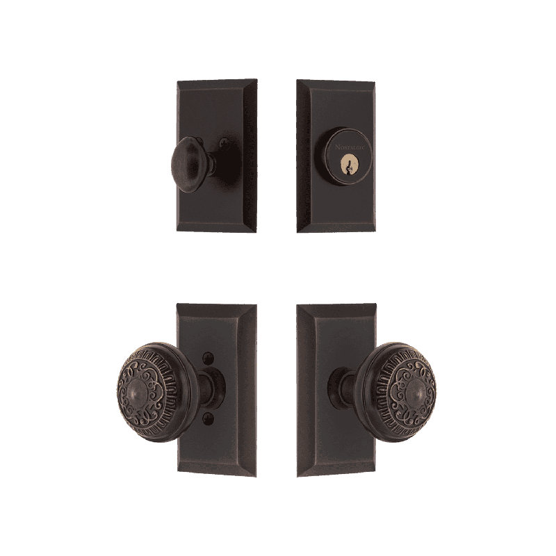 Nostalgic Warehouse Studio Entry Set with Egg & Dart Knob, 2.75, Timeless Bronze