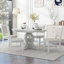 Ensemble de salle à manger 5 pièces, 1 table extensible avec une rallonge de 16 pouces (blanc antique)