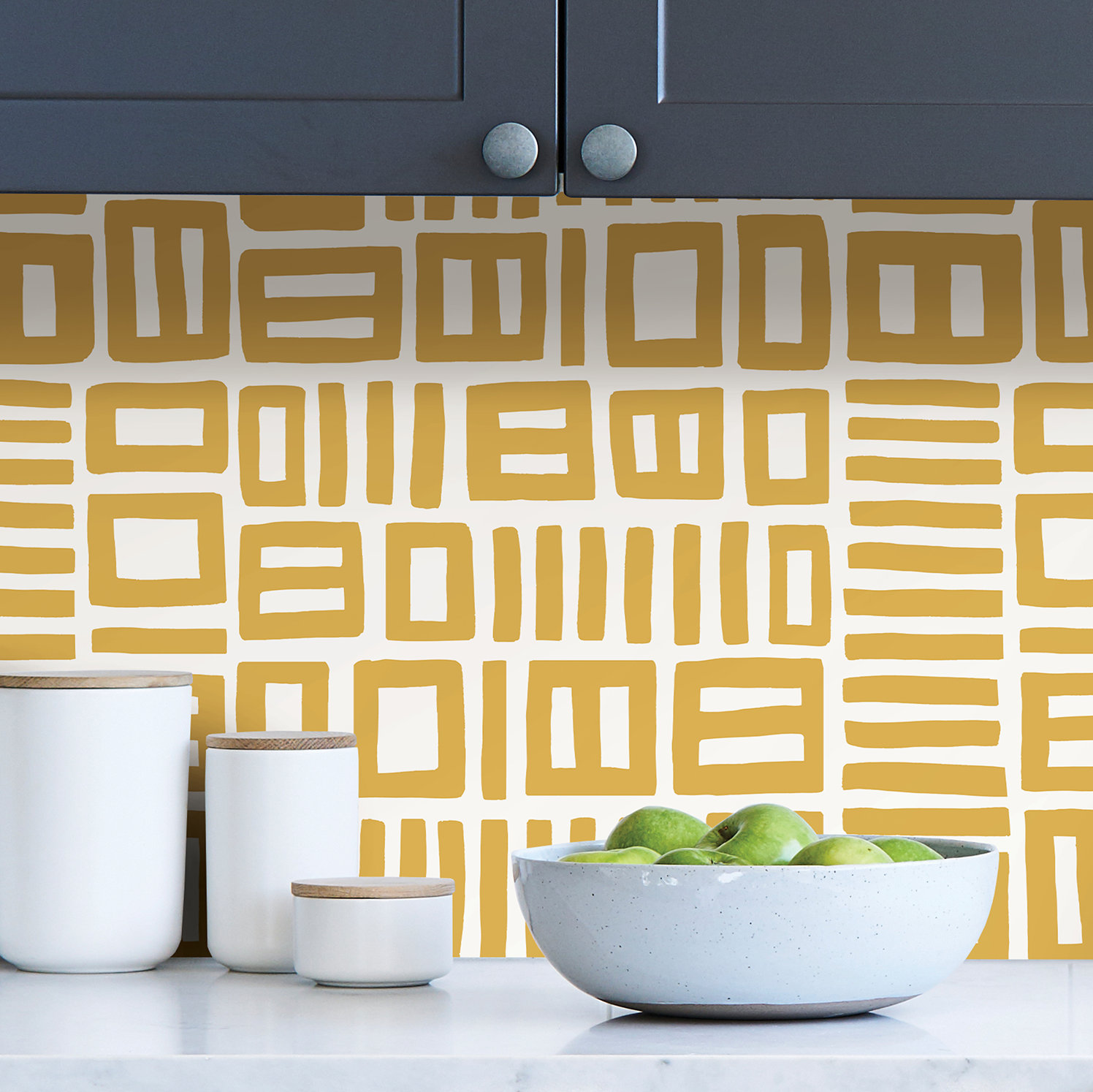 Ellie Peel & Stick Geometric Wallpaper, Yellow/White