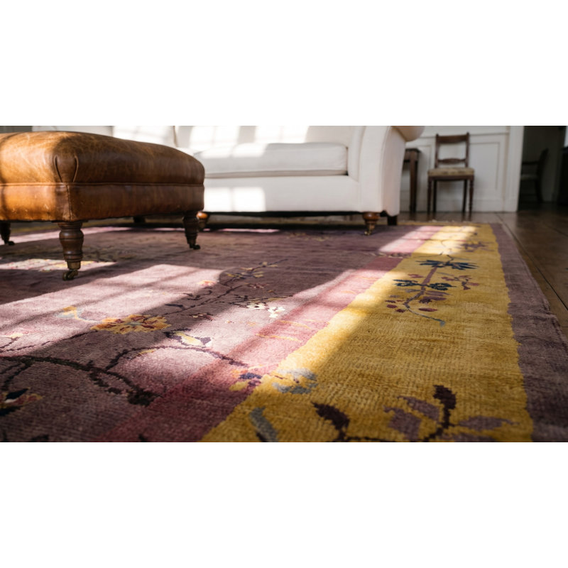 Tapis ivoire antique surdimensionné en laine Art Déco