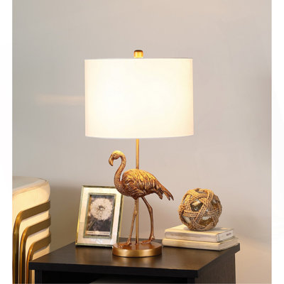 26" Matte Gold Flamingo Resin Table Lamp