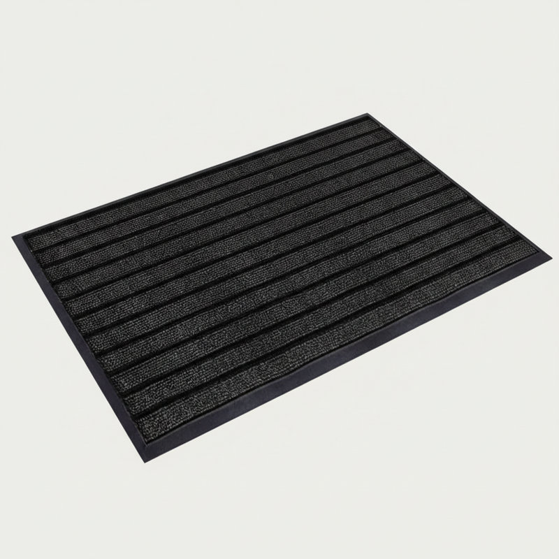 Heavy Duty PVC Rubber Door Mat – Non-Slip Indoor/Outdoor Entrance, Hallway & Kitchen Floor Mat , 50cm W x 80cm L, Black
