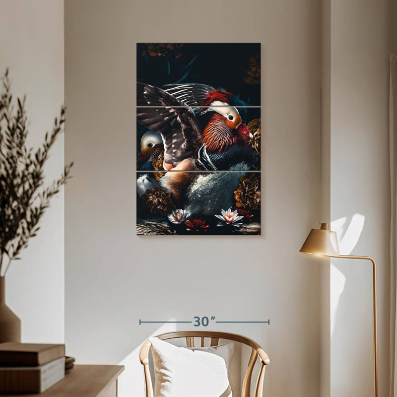 Brampt Dark Mandarin Ducks, 57" H x 36" W