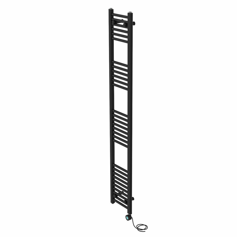 Kendal Straight Towel Rail Heated Towel Rails, 180cm H x 30cm W x 3cm D, Black