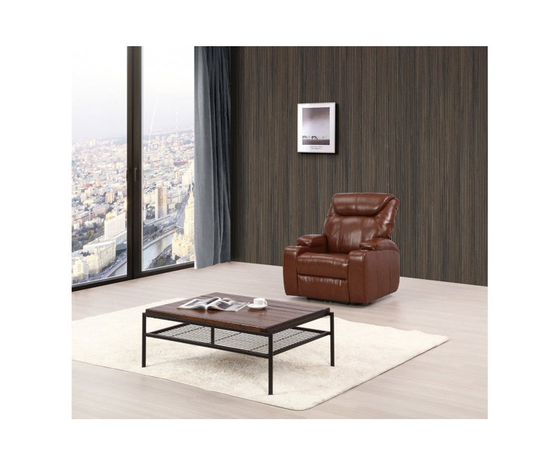 Cerra Electric Leather Armchair With Two Cup Holders, Tan