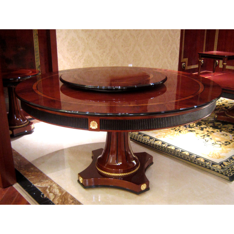Mishri Beech Round Solid Wood Dining Table, 59" W x 59" L
