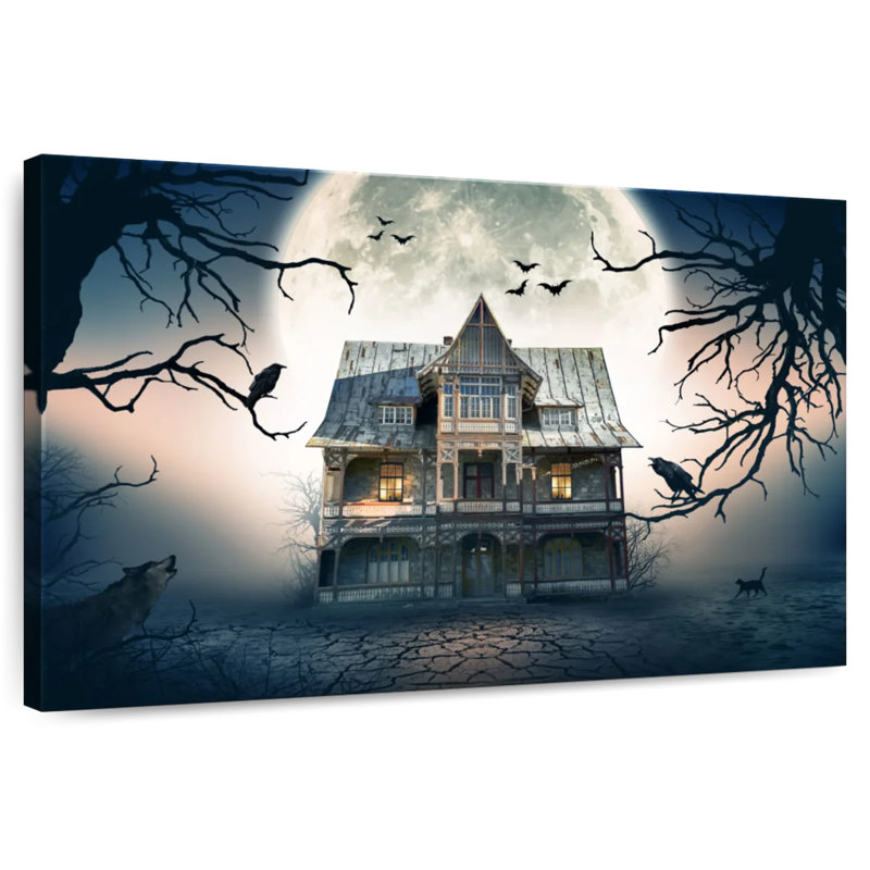 Ominous Haunted House, 34" H x 51" W
