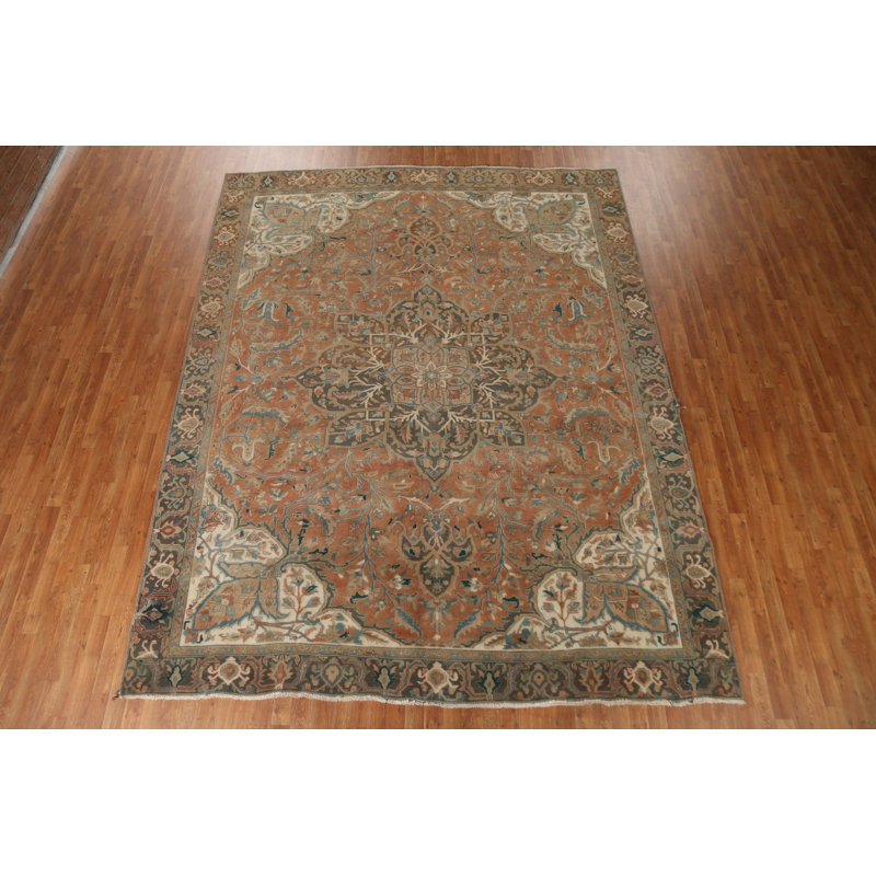 Tapis vintage en laine Heriz Vintage noué à la main 9 x 12