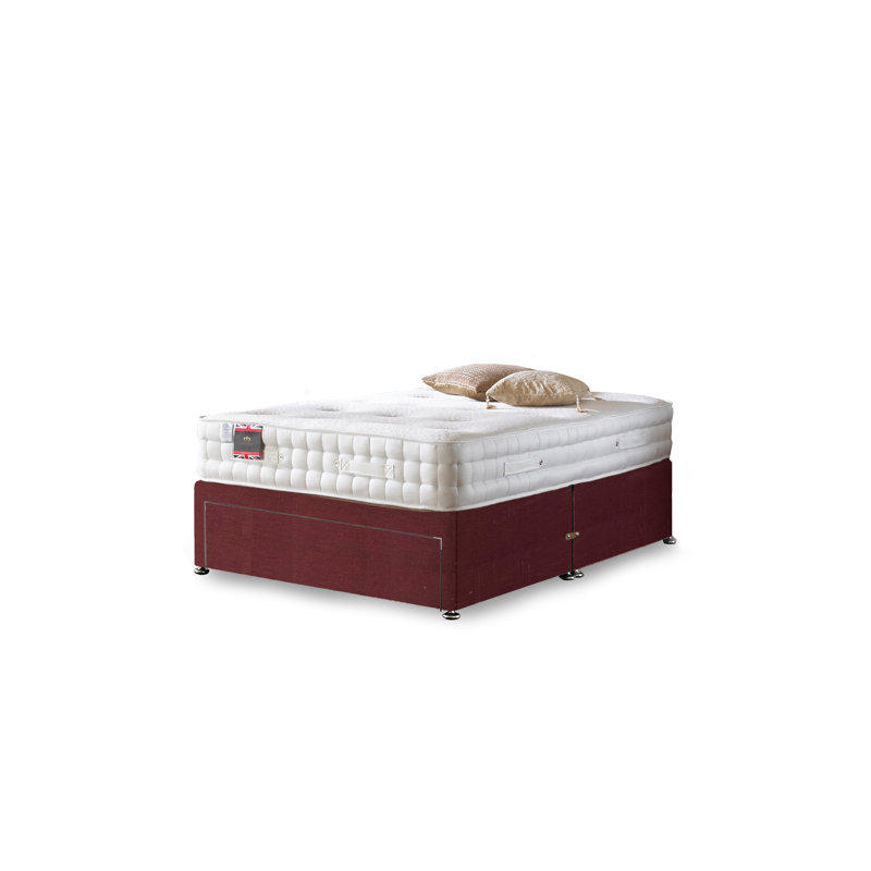 Arlette Upholstered Divan Bed with Mattress, Small Single, 2 Drawers, Plum Linen